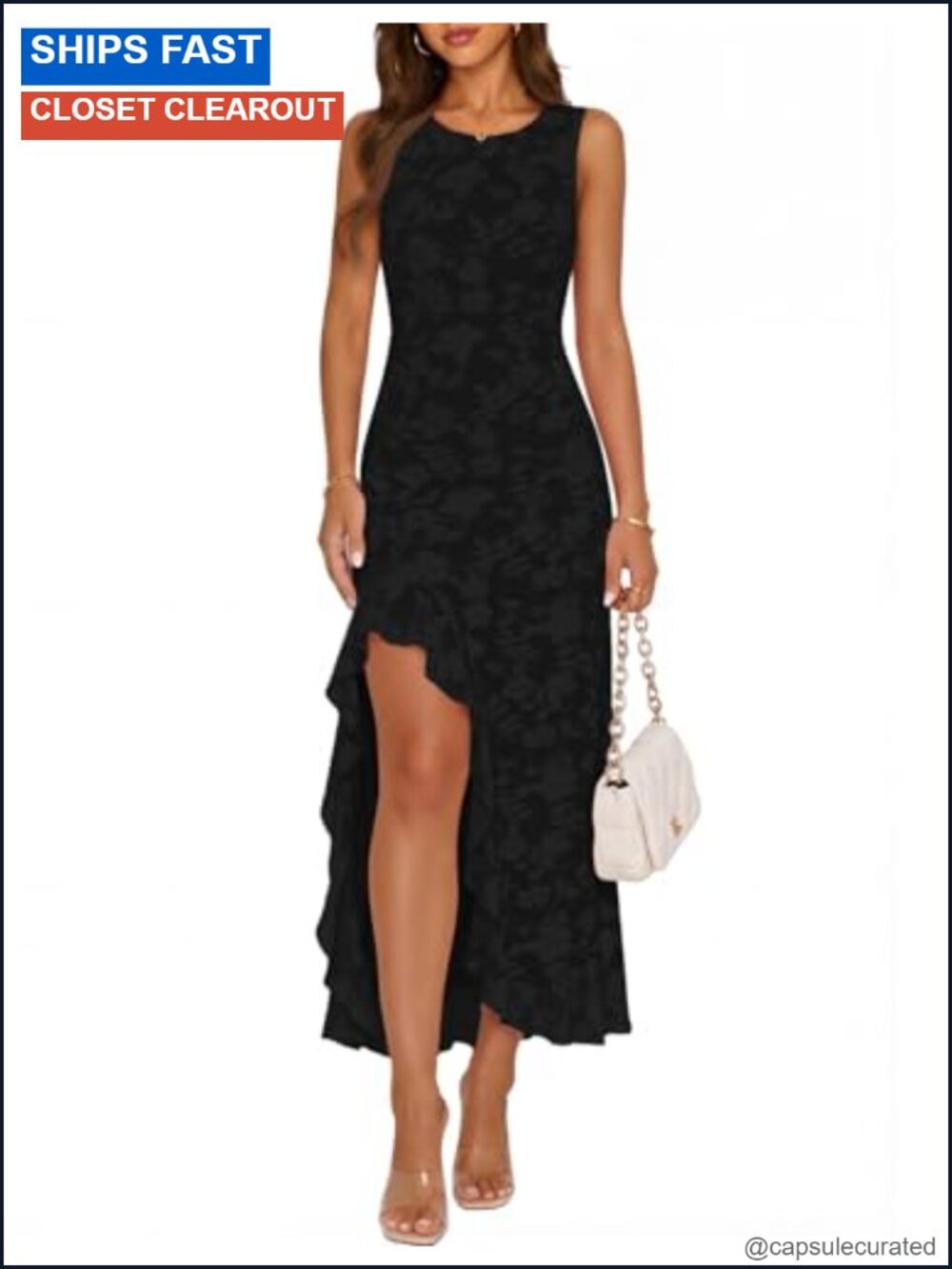 Sleeveless Floral Maxi Dress with High Slit